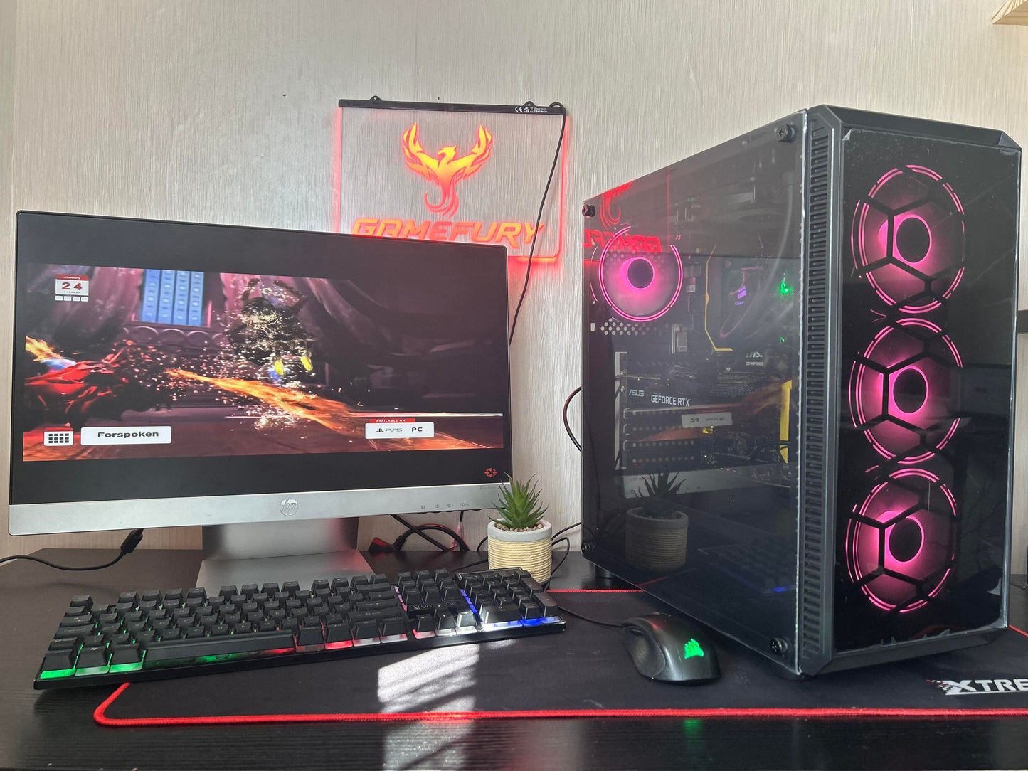 GameFury ™ Gaming Pc Bundle ,AMD Ryzen 7 3800X /RTX 4060 8GB / 32GB DDR4 Ram/1TB SSD+ 2TB HHD Windows 11 Pro