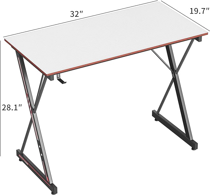 Gaming Desk 80 x 50 cm PC Computer Desk, Home Office Desk Table Gamer Workstation, Simple Game Table, White