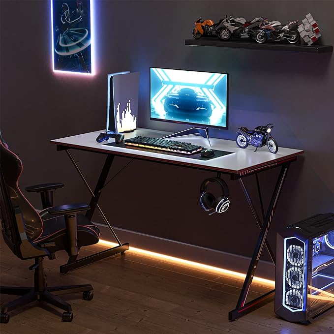 Gaming Desk 80 x 50 cm PC Computer Desk, Home Office Desk Table Gamer Workstation, Simple Game Table, White