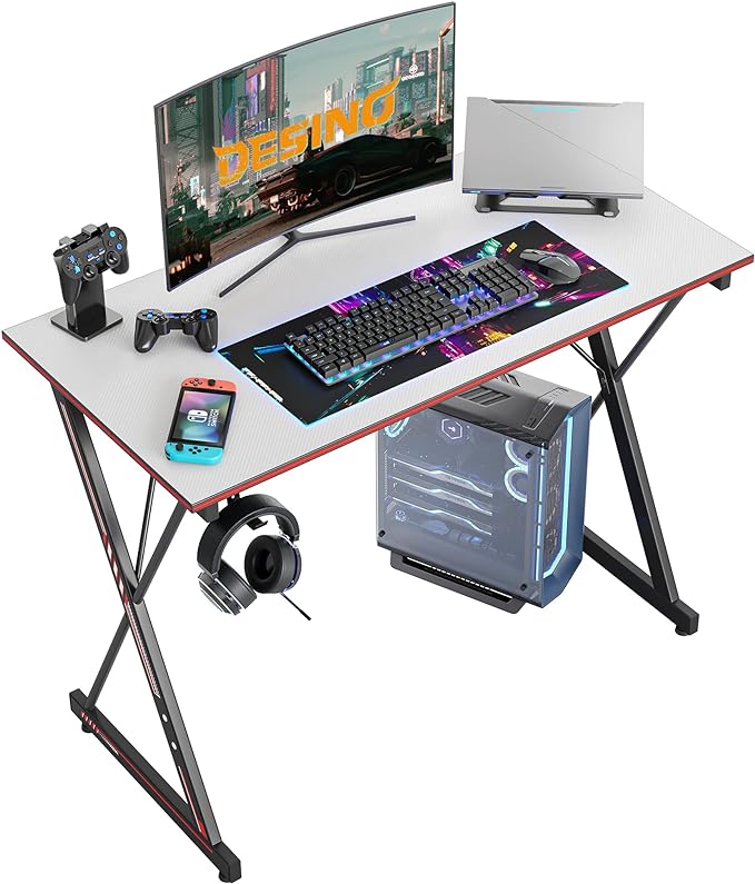 Gaming Desk 80 x 50 cm PC Computer Desk, Home Office Desk Table Gamer Workstation, Simple Game Table, White