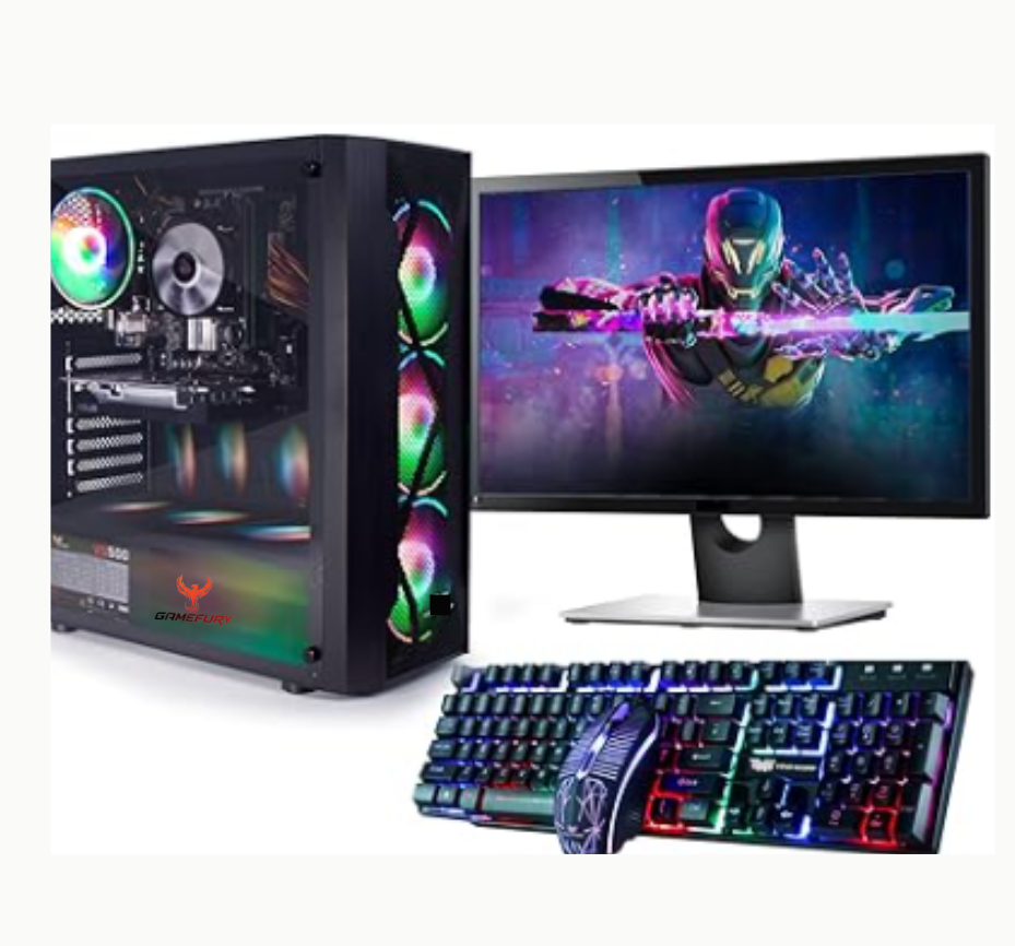GameFury-Gaming PC Bundle 22” Set : Intel Core i5-16GB RAM, GT 1030 2GB Graphics Card, 256GB SSD + 1TB HDD, Windows 10, Wi-Fi, 4 x RGB FANS