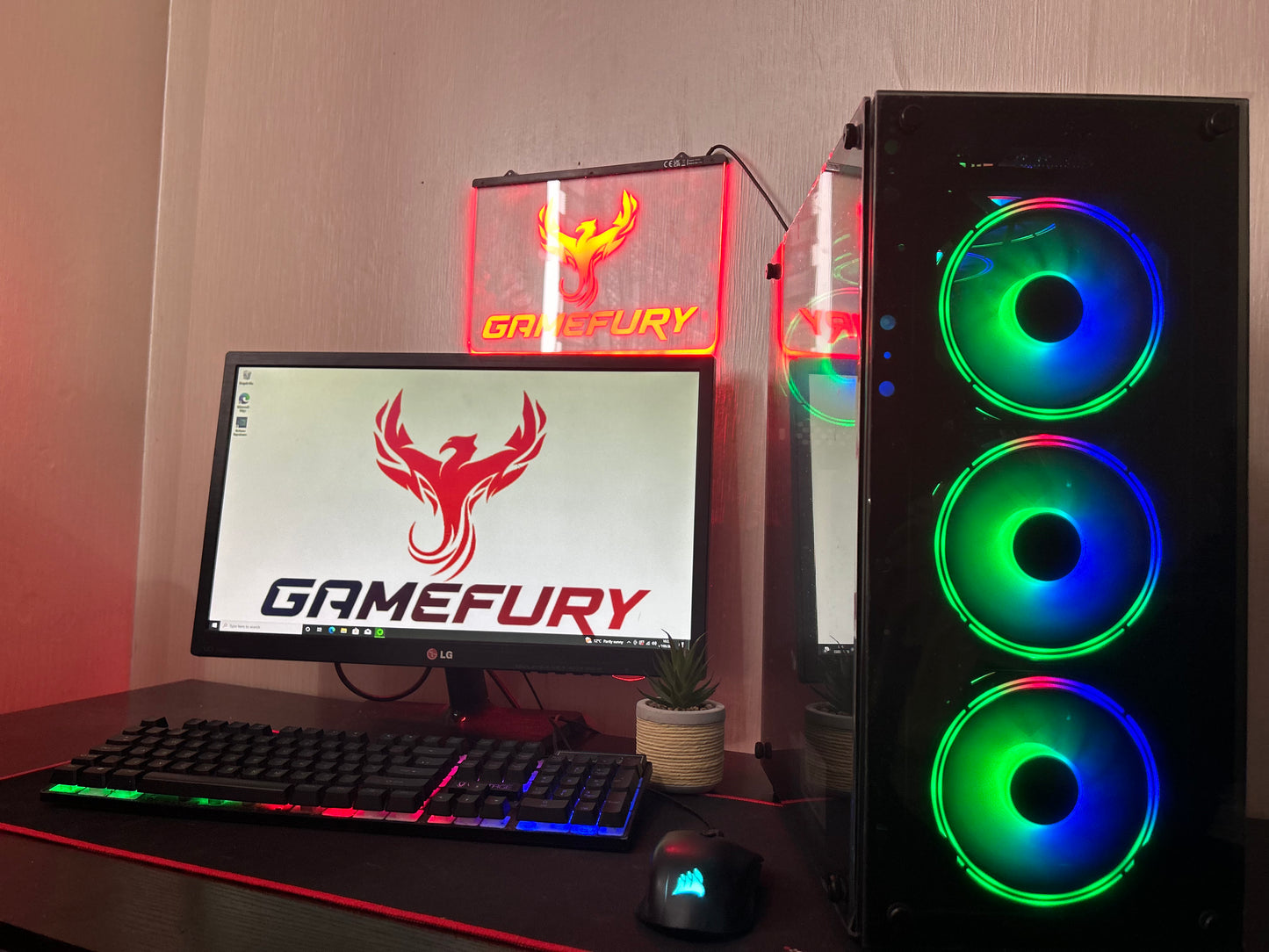 Fast Gaming Pc Bundle , Ryzen 7 3700X , RTX 2060 6GB , 16GB Ram, 240GB SSD+1TB HHD Win11