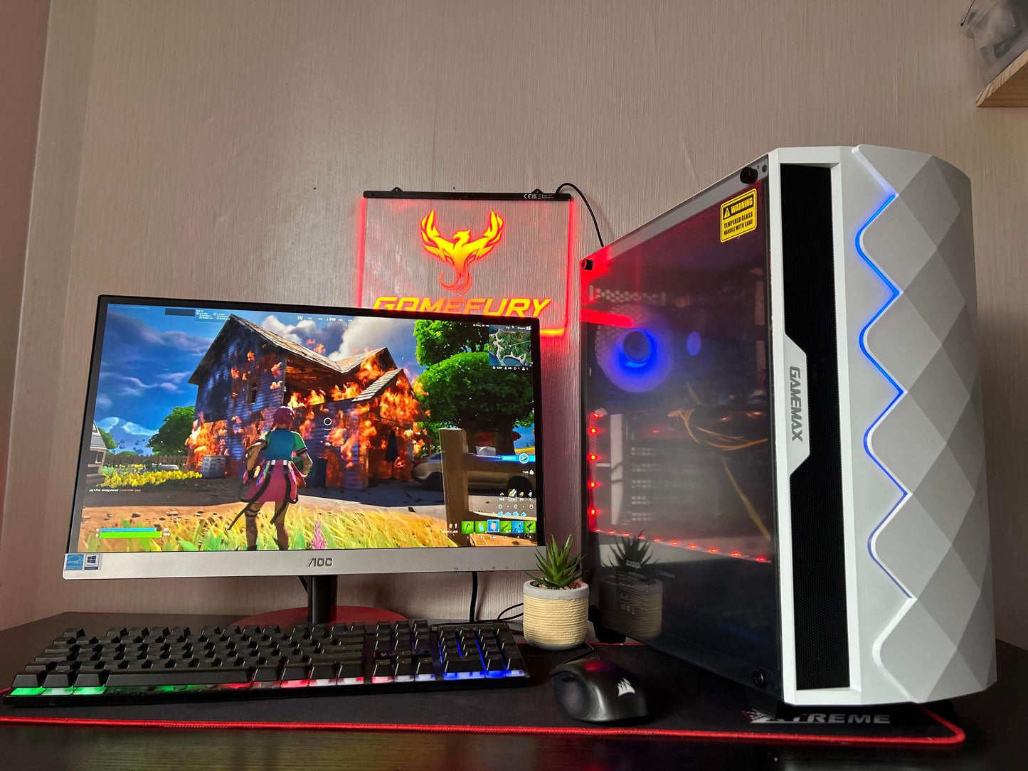 GameFury-Gaming Pc:Amd Ryzen 7 2700X,GTX 1660 Super,16GB Ram,250GB SSD+1TB Windows 11