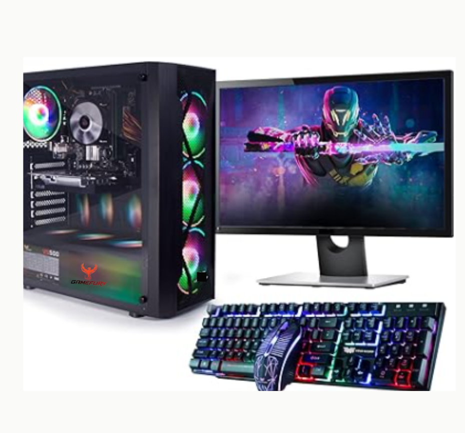 GameFury-Gaming PC Bundle 22” Set : Intel Core i5-16GB RAM, GT 1030 2GB Graphics Card, 256GB SSD + 1TB HDD, Windows 10, Wi-Fi,  4 x RGB FANS