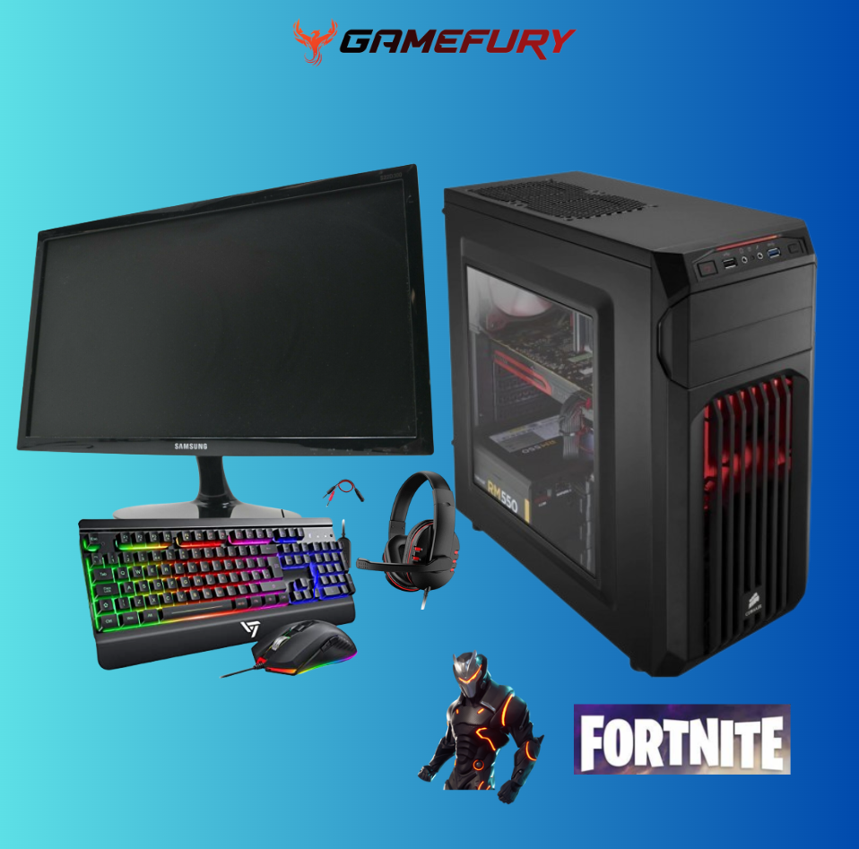 GameFury-Gaming Pc Bundle - Intel i5 3570 Processor , GTX 1050 Ti 4GB , 8GB RAM,240GB SSD +1TB HHD Windows 10 Pro