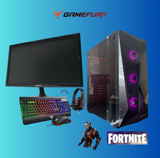 GameFury-Gaming Pc Bundle - Amd Ryzen 3 3200G, Radeon RX 570 4GB, 8GB DDR4 Ram, 120GB SSD +1TB HHD Win 11