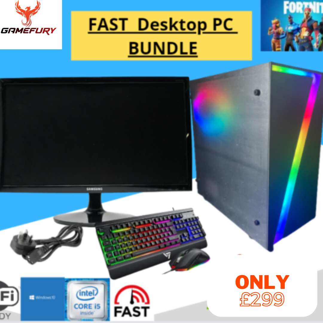 Fast Desktop Pc Bundle- i5 3470 3.2GHz, 240GB SSD&1TB HHD 8GB Ram Windows 10 Pro